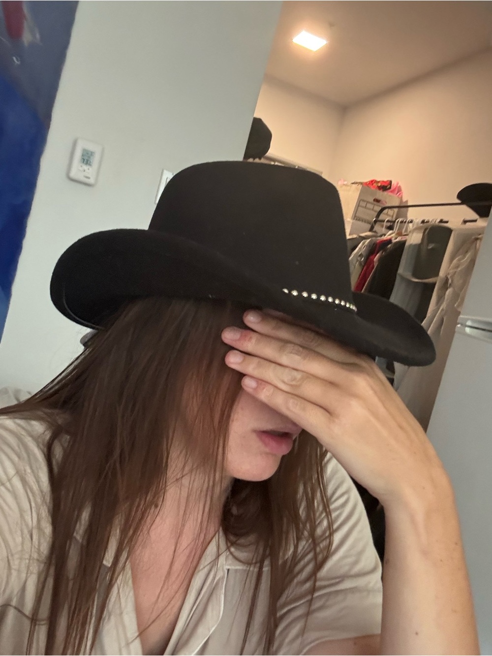 David and Young Black Studded Western Wool Hat